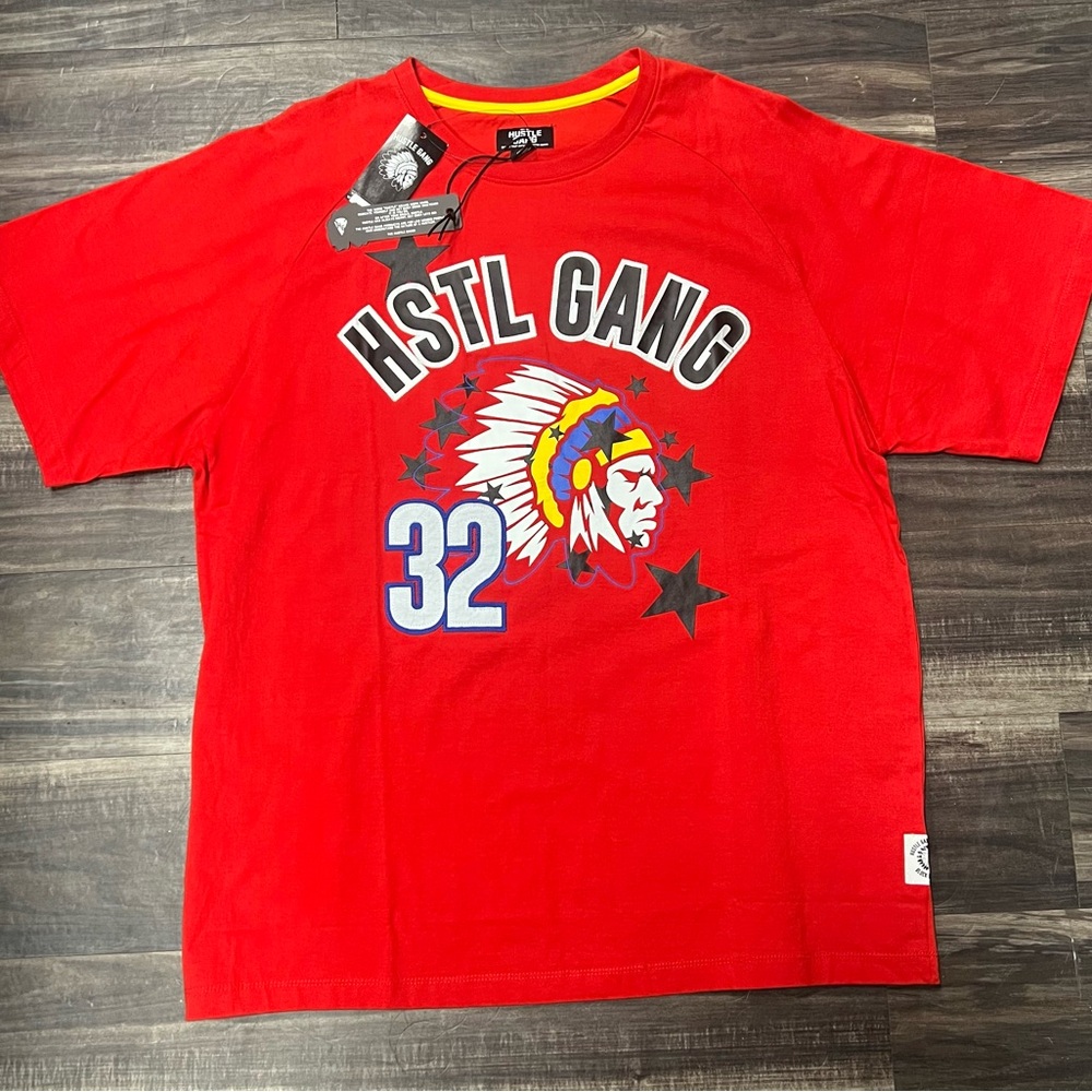 Hustle Gang Red and Blue Short Sleeve Tee